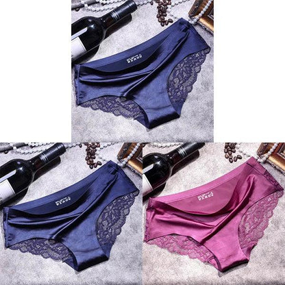 3Pcs Women's Lace Seamless Panties Set - Luxurious Mid-Rise Cotton Spandex Nylon Briefs | Carauana Carauana Store