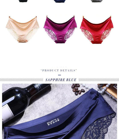 3Pcs Women's Lace Seamless Panties Set - Luxurious Mid-Rise Cotton Spandex Nylon Briefs | Carauana Carauana Store