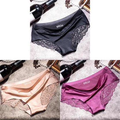 3Pcs Women's Lace Seamless Panties Set - Luxurious Mid-Rise Cotton Spandex Nylon Briefs | Carauana Carauana Store
