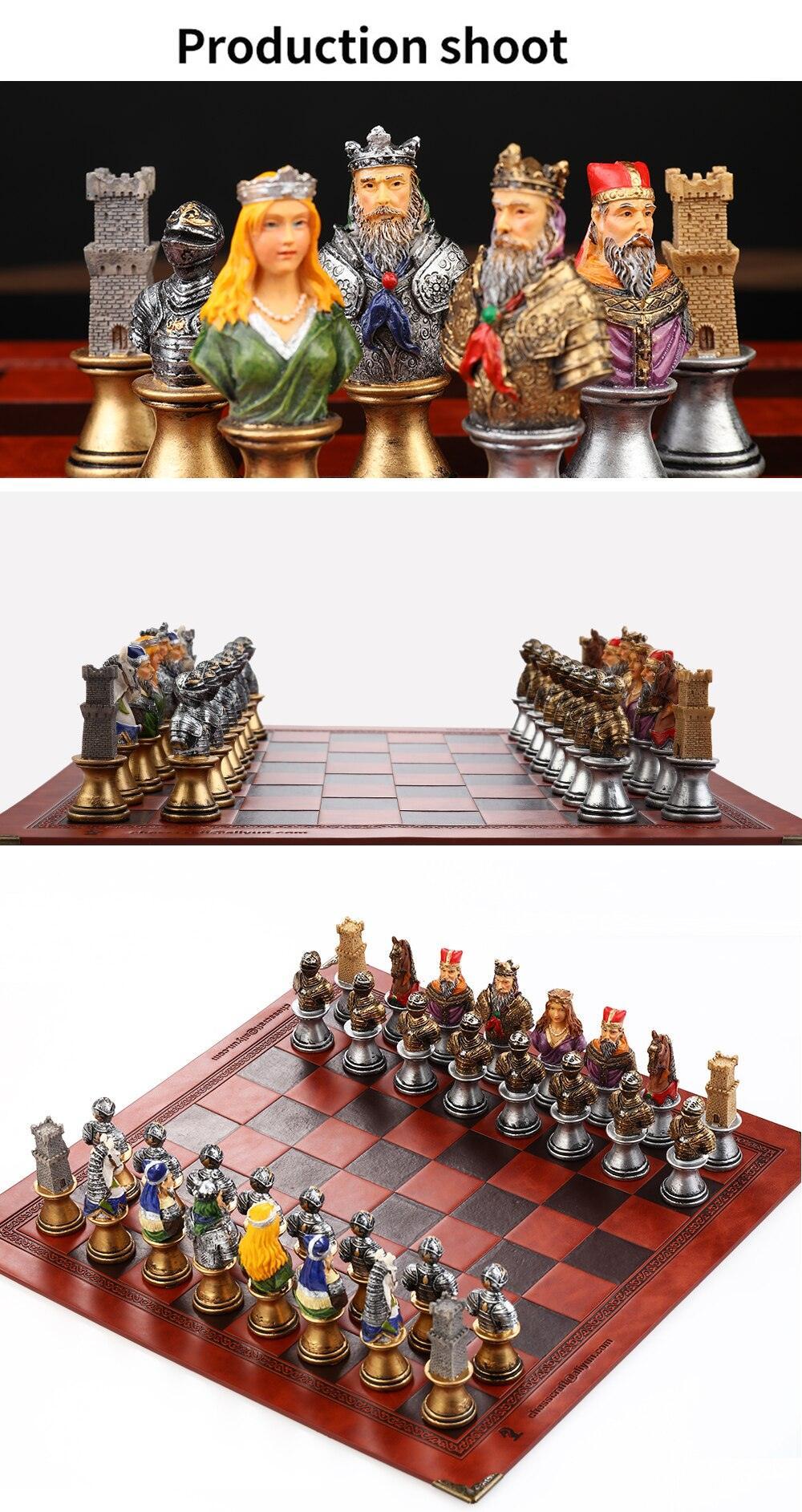 Historical Theme Resin Chess Figures 32 Painted Chess Game Gift Collection Carauana Store