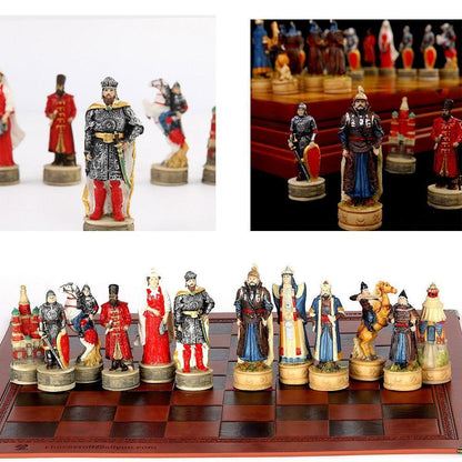 Historical Theme Resin Chess Figures 32 Painted Chess Game Gift Collection Carauana Store
