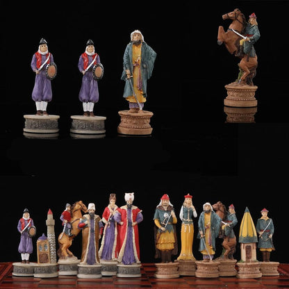 Historical Theme Resin Chess Figures 32 Painted Chess Game Gift Collection Carauana Store