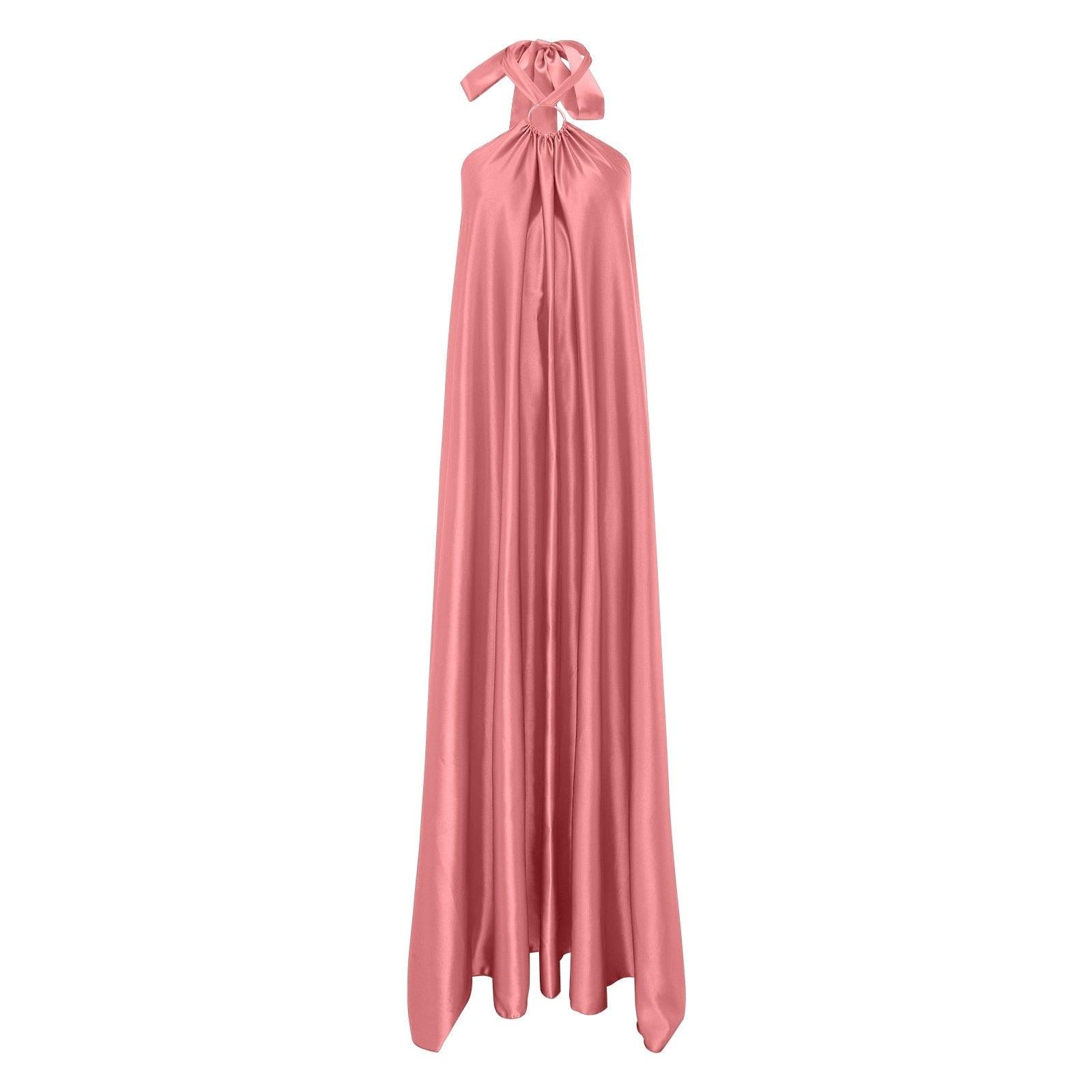 Long Formal Satin Dress Halter Neck Sleeveless Carauana Store