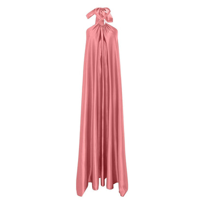 Long Formal Satin Dress Halter Neck Sleeveless Carauana Store