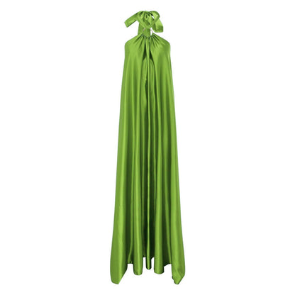 Long Formal Satin Dress Halter Neck Sleeveless Carauana Store