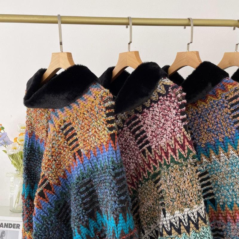 New Pullover Cloak Tassel Warm Shawl Imitation Wool Collar Ponchos Carauana Store