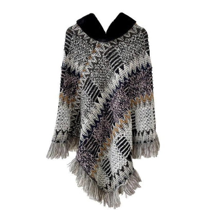 New Pullover Cloak Tassel Warm Shawl Imitation Wool Collar Ponchos Carauana Store