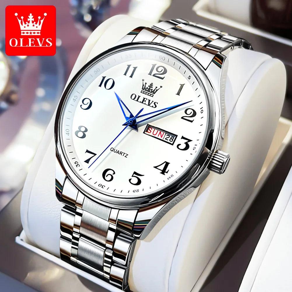 OLEVS 5567 Classic Quartz Watch for Women Set Elegant Dress Luminous Waterproof Week Date Clock Stainless Steel Wristwatch Gift Carauana Store
