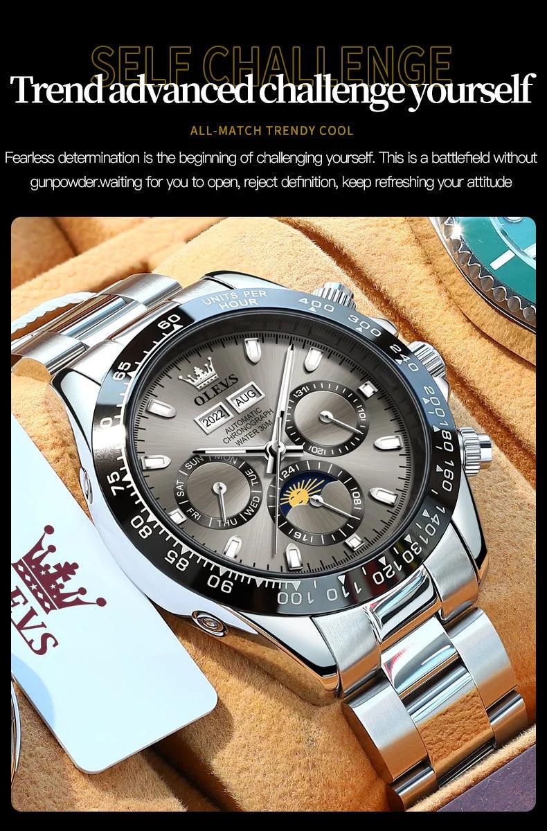 OLEVS Luxury Men's Chronograph Automatic Mechanical Wristwatch-Top Brand Watch Carauana Store