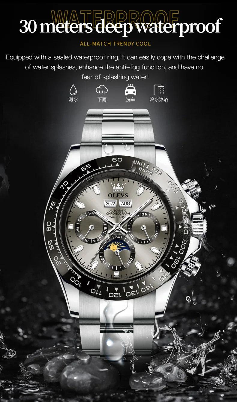 OLEVS Luxury Men's Chronograph Automatic Mechanical Wristwatch-Top Brand Watch Carauana Store