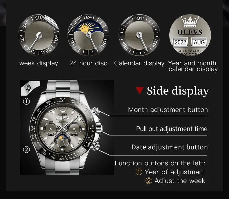 OLEVS Luxury Men's Chronograph Automatic Mechanical Wristwatch-Top Brand Watch Carauana Store