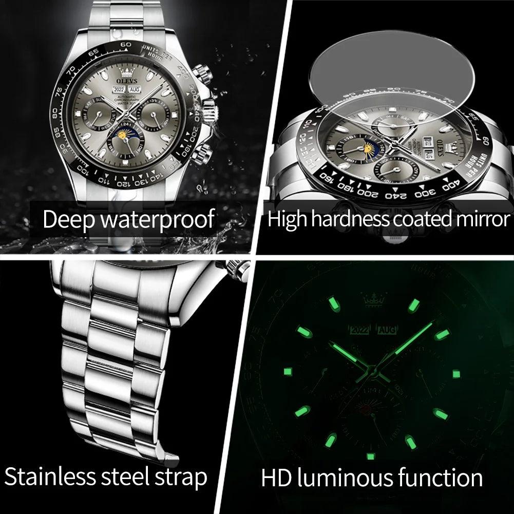 OLEVS Luxury Men's Chronograph Automatic Mechanical Wristwatch-Top Brand Watch Carauana Store