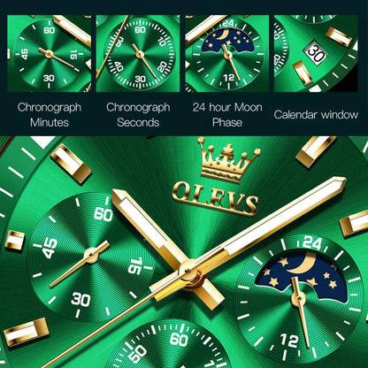 OLEVS Men Watch Stainless Steel Waterproof Luiminous Business Fashion Luxury Men's Watch Date Moon Phase Quartz Watches For Men Carauana Store