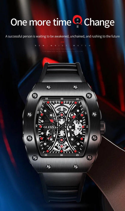 OLEVS Men's Fashion Barrel Shaped Dial Quartz Wristwatch Carauana Store