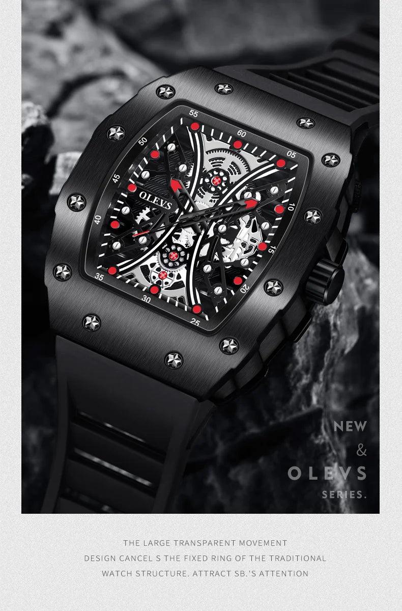 OLEVS Men's Fashion Barrel Shaped Dial Quartz Wristwatch Carauana Store