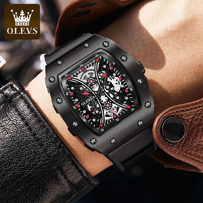 OLEVS Men's Fashion Barrel Shaped Dial Quartz Wristwatch Carauana Store