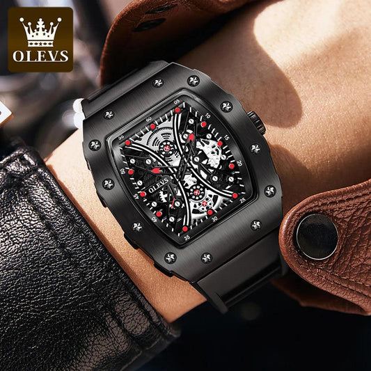 OLEVS Men's Fashion Barrel Shaped Dial Quartz Wristwatch Carauana Store