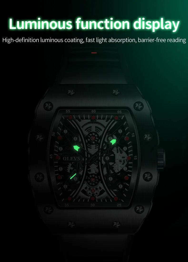 OLEVS Men's Fashion Barrel Shaped Dial Quartz Wristwatch Carauana Store