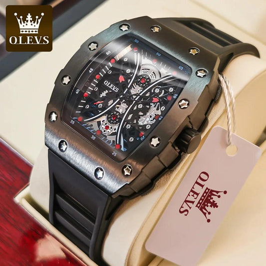 OLEVS Men's Fashion Barrel Shaped Dial Quartz Wristwatch Carauana Store