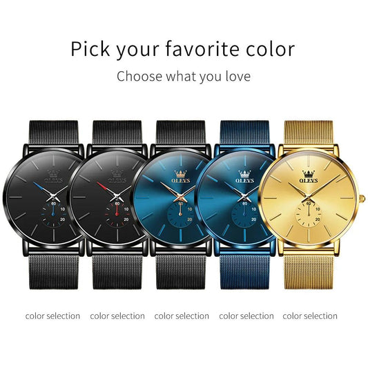 OLEVS Men's Minimalist Ultra-thin Original Quartz Watch Carauana Store