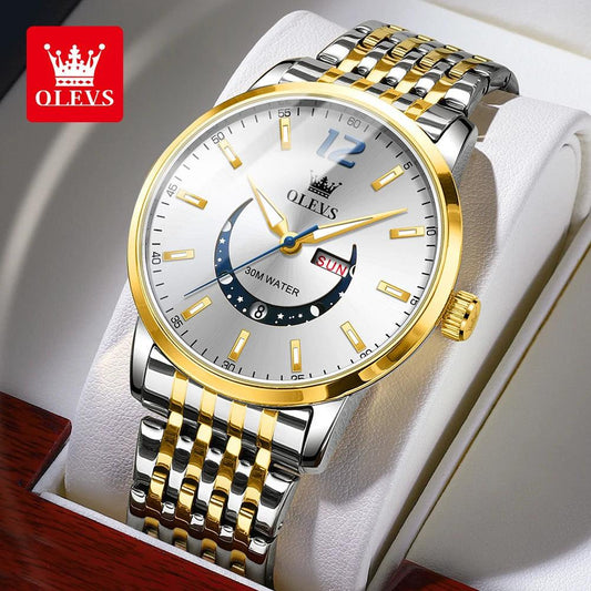 OLEVS Men's Watches Fashion Trend Crescent Shaped Dial Original Quartz Watch Carauana Store