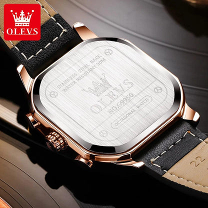 OLEVS Original Certification Top Luxury Men's Watches Waterproof Fashion Luminous Multifunctional Quartz Watch Leather Strap Carauana Store