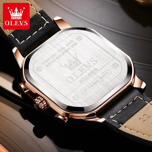 OLEVS Original Certification Top Luxury Men's Watches Waterproof Fashion Luminous Multifunctional Quartz Watch Leather Strap Carauana Store