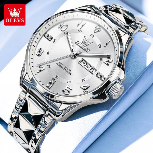OLEVS Steel men's Quartz Watch | Sleek Business Style with Shock Resistance and Auto Date Feature Carauana Store
