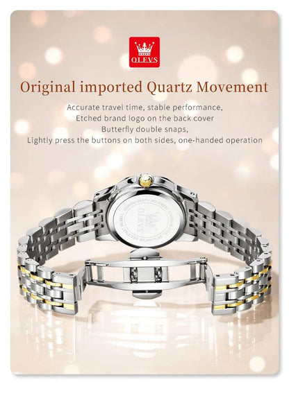 OLEVS women's Stainless Steel Luxury Quartz Watch | Sleek Design with Push Button Clasp and 3Bar Water Resistance Carauana Store