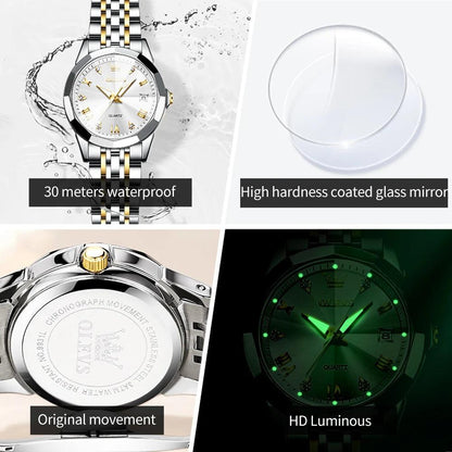 OLEVS women's Stainless Steel Luxury Quartz Watch | Sleek Design with Push Button Clasp and 3Bar Water Resistance Carauana Store