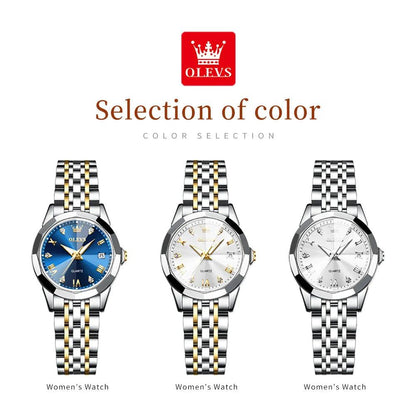 OLEVS women's Stainless Steel Luxury Quartz Watch | Sleek Design with Push Button Clasp and 3Bar Water Resistance Carauana Store