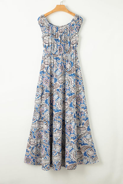 Printed Off-Shouder Short Sleeve Dress Carauana Store