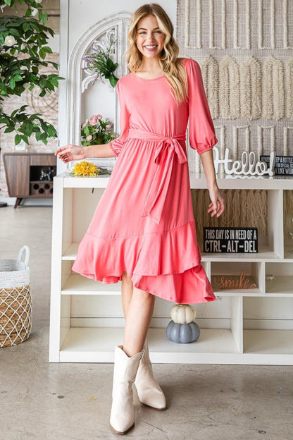 Reborn J Tie Front Ruffle Hem Dress Carauana Store