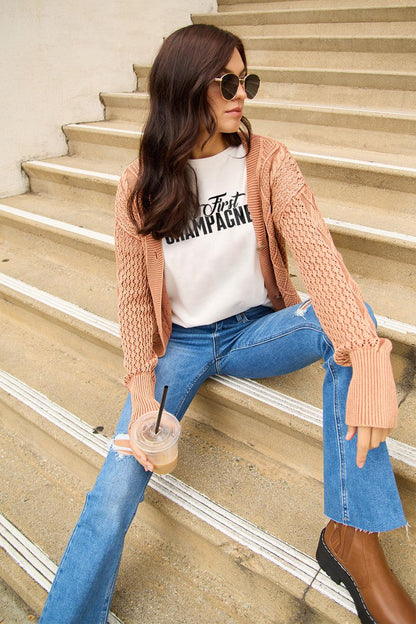 Simply Love Full Size BUT FIRST CHAMPAGNE Round Neck T-Shirt Carauana Store