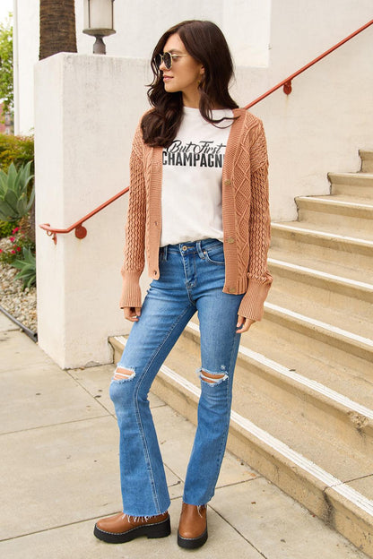 Simply Love Full Size BUT FIRST CHAMPAGNE Round Neck T-Shirt Carauana Store
