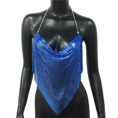 Solid Sequin Metal Cropped Tank Top Carauana Store