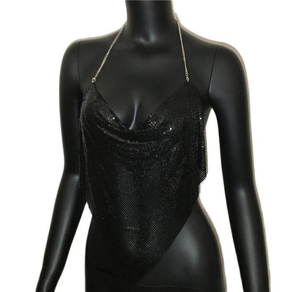 Solid Sequin Metal Cropped Tank Top Carauana Store