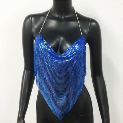 Solid Sequin Metal Cropped Tank Top Carauana Store