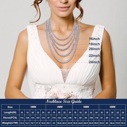 Sparkling Moissanite Tennis Chain Necklace 100% 925 Sterling Pass Diamond Test with Certificate GDTC Carauana Store