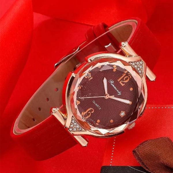 Stylish 5pcs Jewelry Set: Women's Leather Band Watch and Bracelet Carauana Store