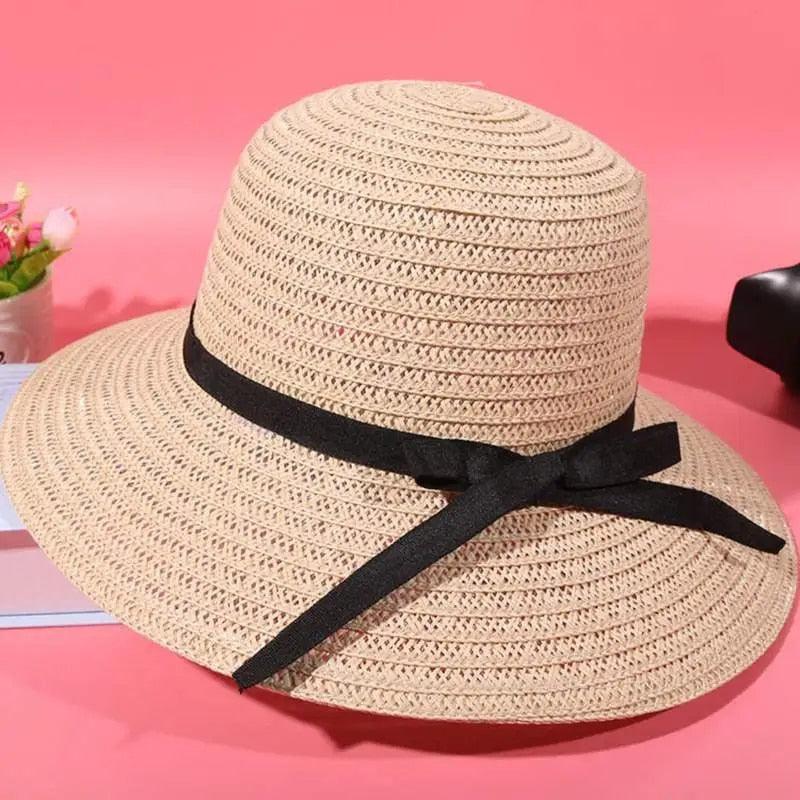 Summer Women Straw Hat Bowknot Wide Brim Floppy Panama Hats Female Lady Outdoor Foldable Beach Sun Cap Carauana Store