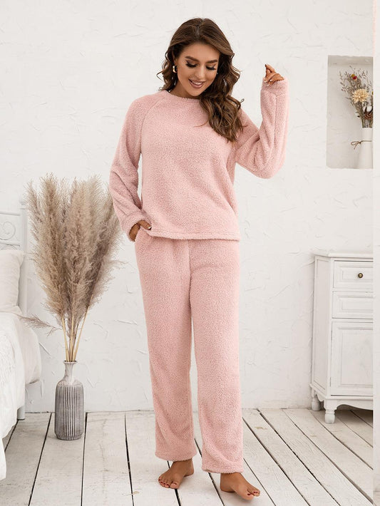 Teddy Long Sleeve Top and Pants Lounge Set Carauana Store