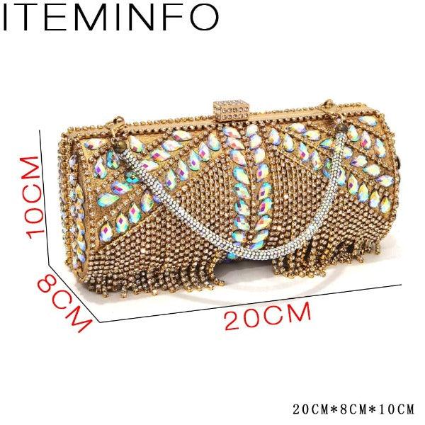 Venus Chan 2023 Fashion Rhinestone Heels Pointed-Toe Gold Colored Lace Tassel Design Elegant Luxury Shoes and Bag for Lady Party Carauana Store