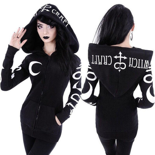 Women Hoodies Gothic Moon Letters Carauana Store