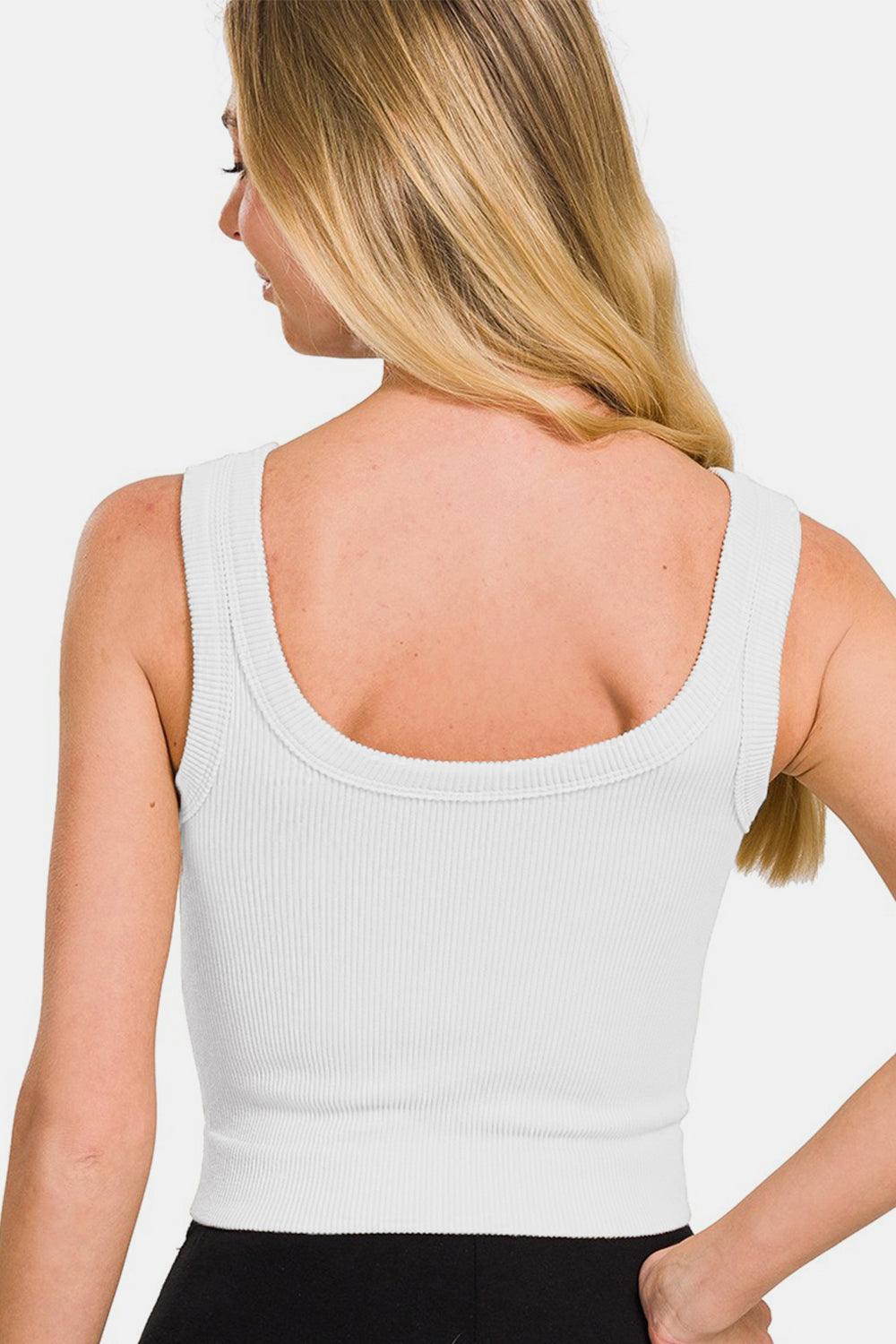 Zenana Ribbed Round Neck Cropped Tank Carauana Store