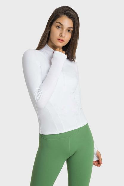 Millennia Half Zip Thumbhole Sleeve Sports Top Carauana Store