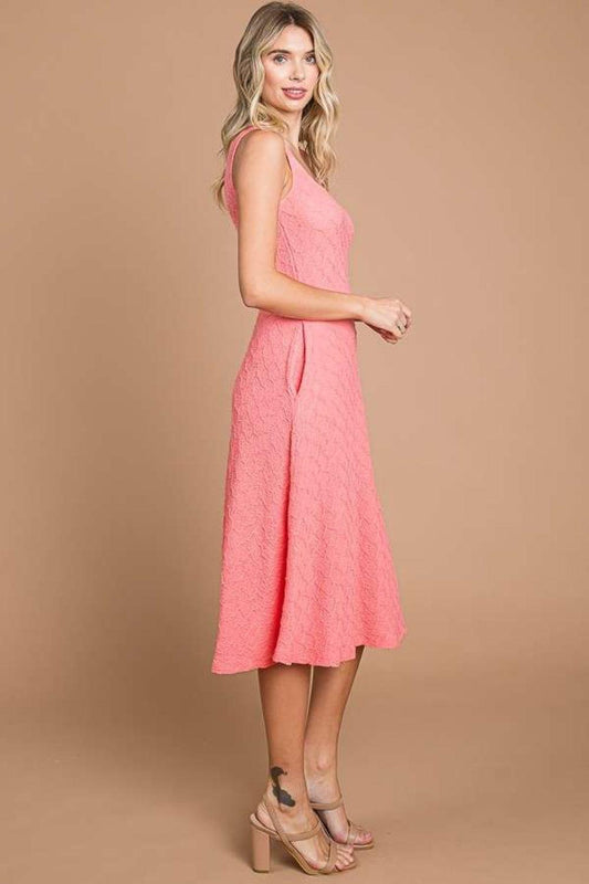 Culture Code Texture Square Neck Tank Dress with Pockets Carauana Store