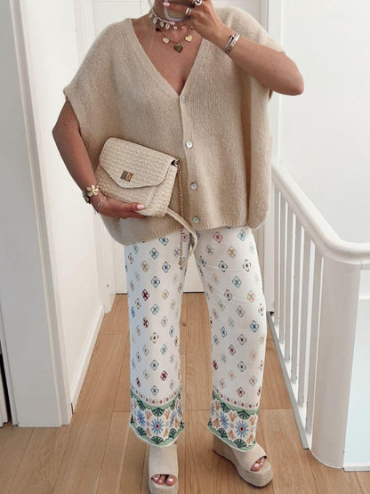 V-Neck Button Up Short Sleeve Cardigan Carauana Store