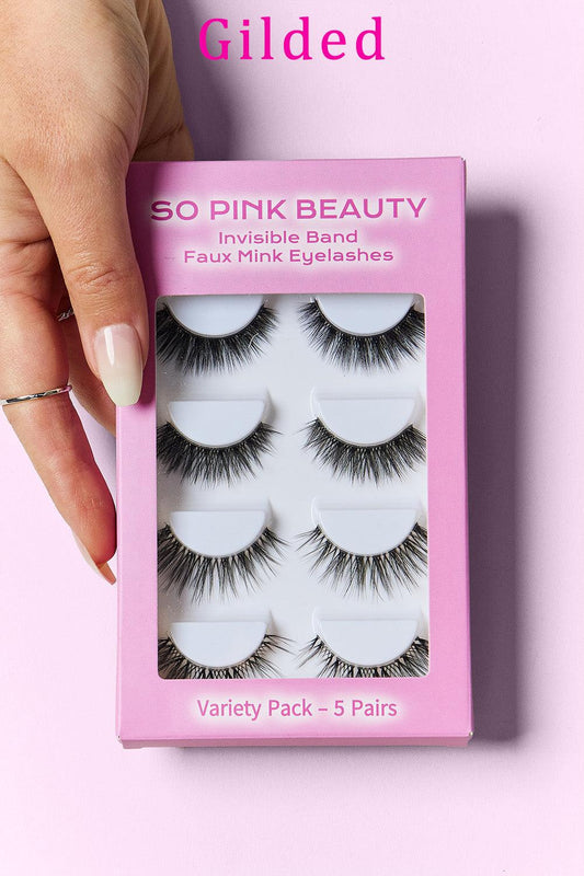 SO PINK BEAUTY Faux Mink Eyelashes Variety Pack 5 Pairs Carauana Store