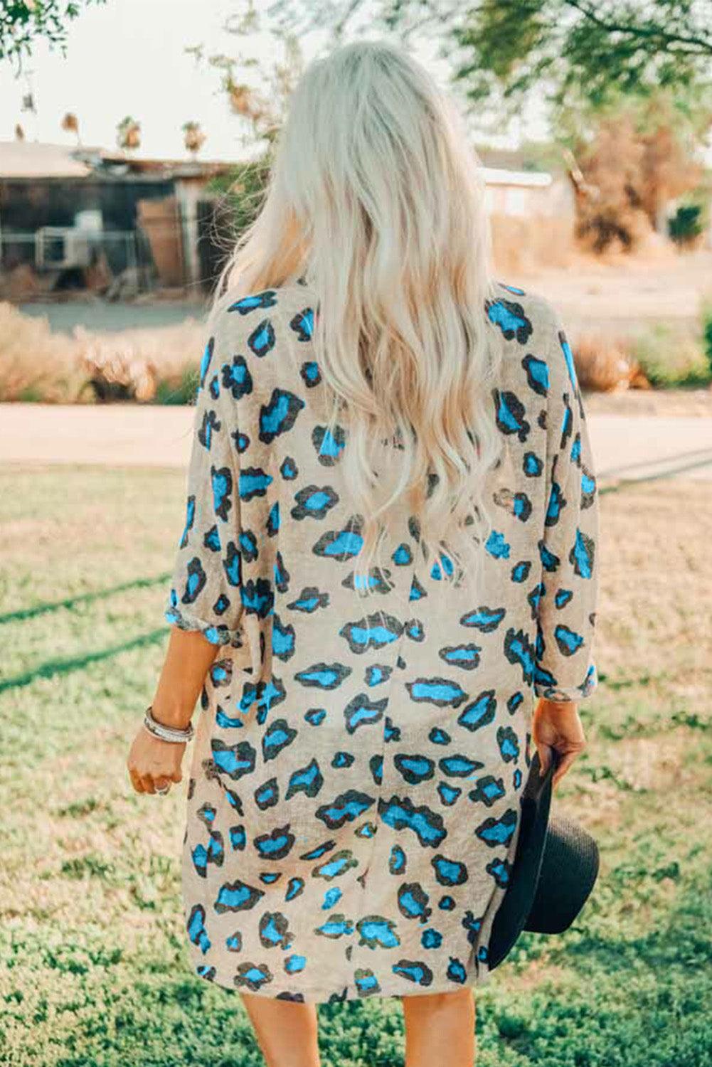 Printed Open Front Half Sleeve Cardigan Carauana Store